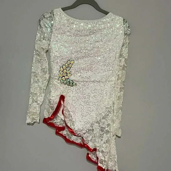 Weissman iridescent long sleeve asymmetrical dance costume XXLC in GUC - Picture 3 of 11